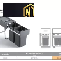 Thùng rác đôi gắn cánh, ray bi giảm chấn (dùng cho cánh kéo và cánh mở) tại Phước Thái